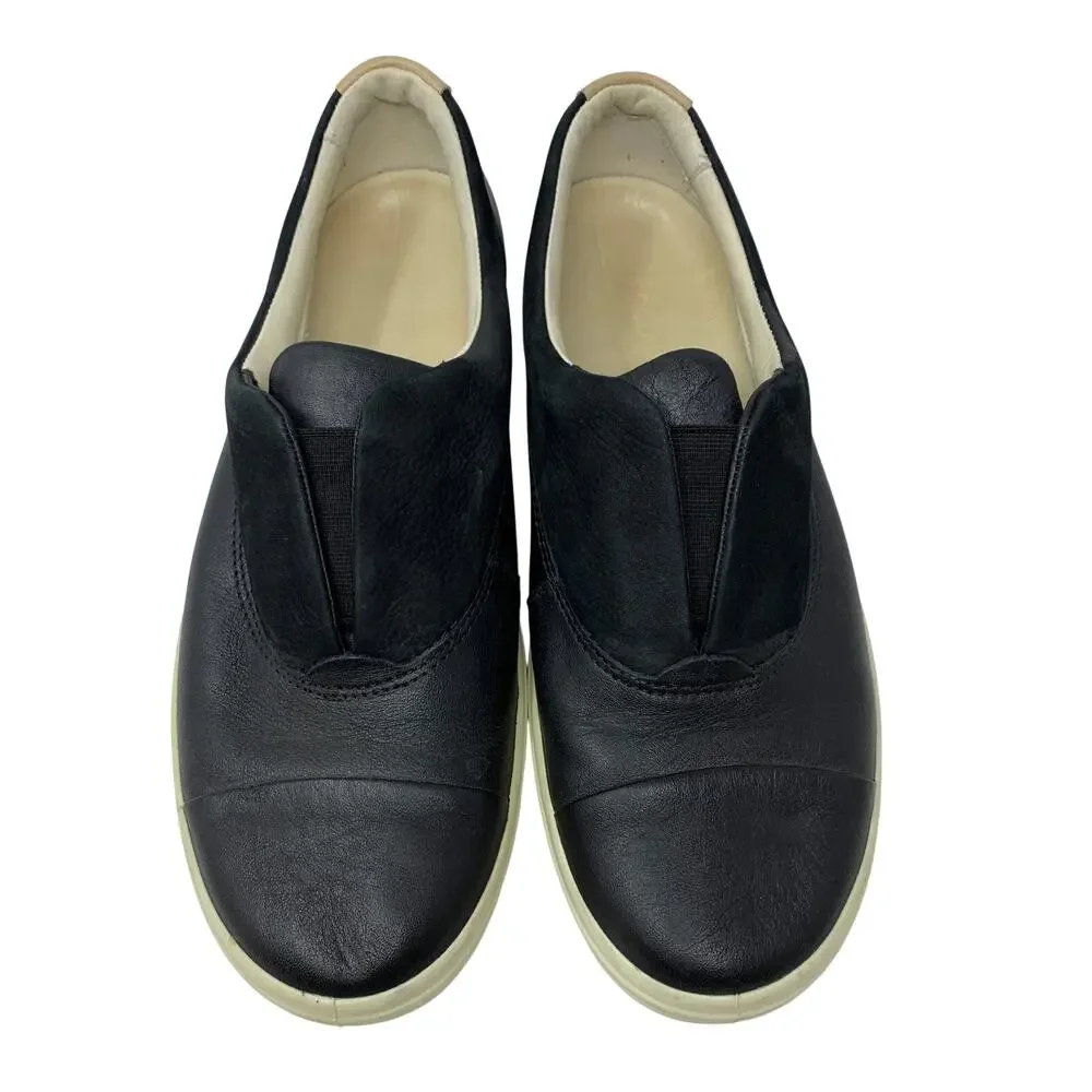 Ecco Soft Slip On Sneakers Womens Size 7-7.5 Black Leather